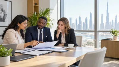 Business advisers planning together with documents in a meeting room